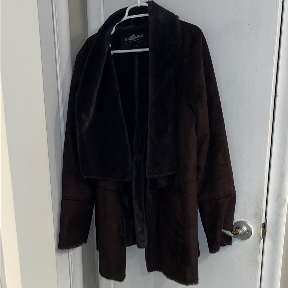 Women's Dark Brown Suede and Fur Coat